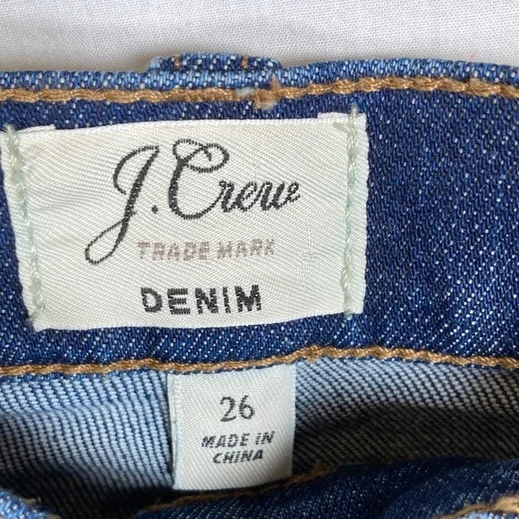 J. Crew Dark Blue Raw Hem Denim Mini Skirt Sz 26 - Picture 2 of 8